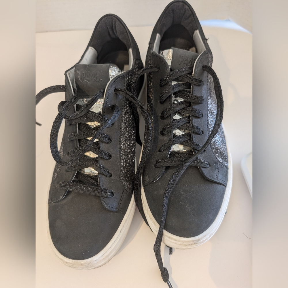 P448 Platform Lace Up Sneakers Silver Tongue Sz.39 EU EE5 - Picture 4 of 16
